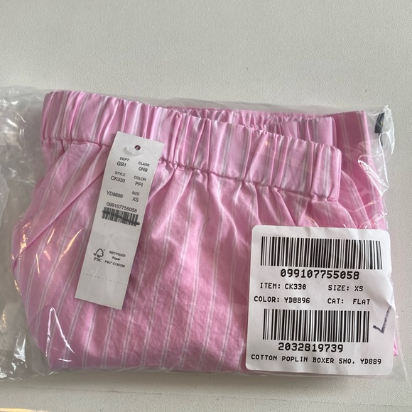 J Crew Womens Cotton poplin boxer short in stripe‎ XS Paris Pink Color - Picture 2 of 4